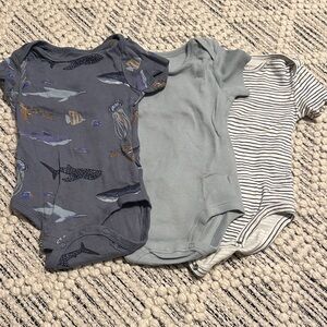 Charming Kids Bodysuit Trio in Blue, Gray, and Striped